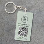 Promotional Logo QR Code Sage Keychain<br><div class="desc">Modern and professional sage green promotional keychain for your business that features your QR code for customers to scan for a list of your products,  services,  prices or other information. Upload your logo and QR code and add your company name,  website,  slogan,  phone number,  etc.,  in simple typography.</div>