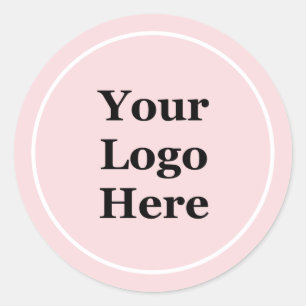 Promotional Pale Pink with White Your Log Here Classic Round Sticker