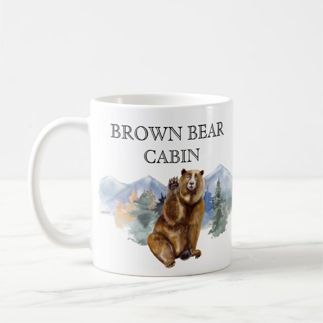 Promotional Personalized Mountain Cabin Lodge Bear Coffee Mug (Left)
