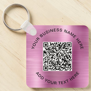 Promotional Pink QR Code Keychain