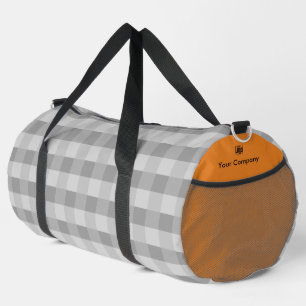 Promotional Pixel Pattern Grey Orange Accents Duffle Bag