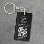 Promotional QR Code Black Keychain<br><div class="desc">Modern and professional black promotional keychain featuring your QR code for customers to scan for a list of your products,  services,  prices or other information. Upload your logo and QR code and add your company name,  website,  business slogan,  phone number,  etc.,  in simple white typography.</div>