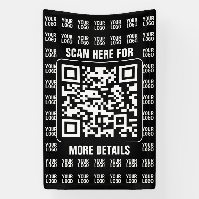 Promotional QR code (editable) plus Logo Pattern Banner (Vertical)
