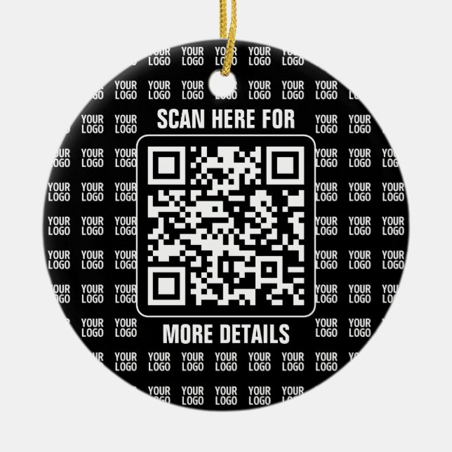 Promotional QR code (editable) plus Logo Pattern Ceramic Ornament (Front)