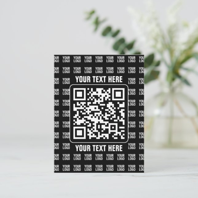 Promotional QR code (editable) plus Logo Pattern Postcard (Standing Front)