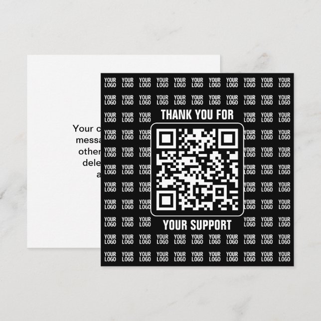 Promotional QR code (editable) plus Logo Pattern Thank You Card (Front/Back)