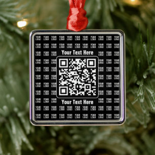 Promotional QR code (editable) with Logo Pattern Metal Ornament