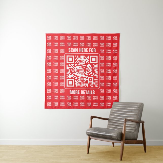 Promotional QR code (editable) with Logo Pattern Tapestry (In Situ)