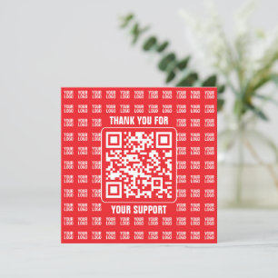 Promotional QR code (editable) with Logo Pattern Thank You Card