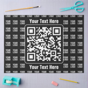 Promotional QR code (editable) with Logo Pattern Tissue Paper