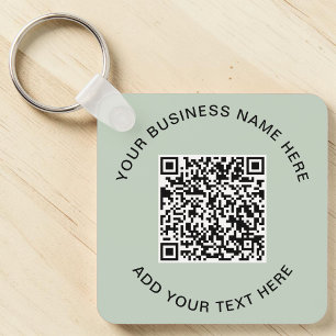 Promotional Sage Green QR Code Keychain
