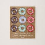 Promposal Doughnuts Prom Dance Jigsaw Puzzle<br><div class="desc">Cute and quirky way to ask someone to a prom dance. Fun looking doughnuts with clever message: "Doughnut You Know". Message can be changed to own text. Monogrammed with names to create a keepsake memory of your school dance. Fun for boyfriend,  girlfriend and best friends.</div>