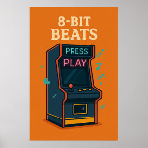 Prompt 23, 8-Bit Beats, Vintage Poster