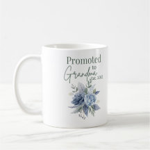 Promu à Grand-mère 2025, mug floral bleu