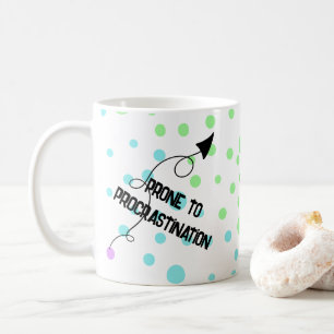 Prone to Procrastination Rainbow Polka Dot Mug