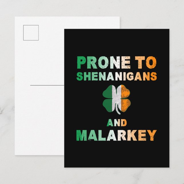 Prone To Shenanigans And Malarkey St Patricks Day Invitation Postcard (Front/Back)