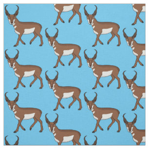 Pronghorn antelope cartoon illustration fabric