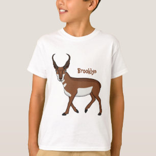 Pronghorn antelope cartoon illustration T-Shirt