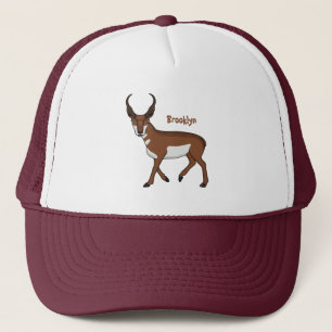 Pronghorn antelope cartoon illustration trucker hat