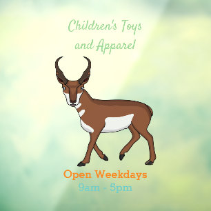 Pronghorn antelope cartoon illustration window cling