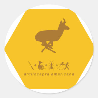 pronghorn yellow and brown.png classic round sticker