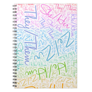 Pronoun pride gender queer rainbow lgbtqa  notebook