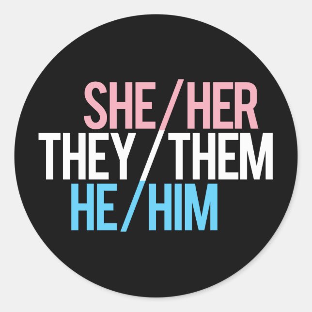 Pronoun Triad, Round Classic Round Sticker (Front)
