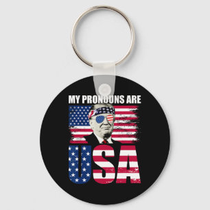 Pronouns Are Usa Donald Trump Patriotic 4th Of Jul Keychain