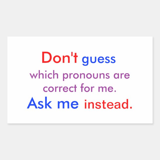 Pronouns Ask Me light Sticker (Front)