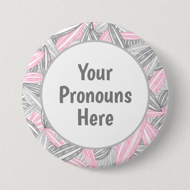 PRONOUNS Demigirl Pride Abstract Zen Flower Petals 3 Inch Round Button (Front)