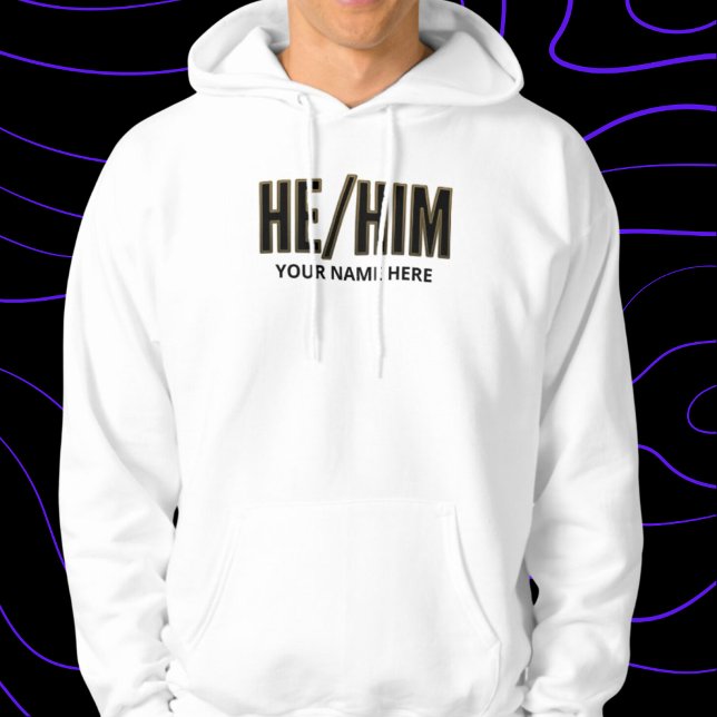 Pronouns He Him Black and Gold Hoodie (Creator Uploaded)