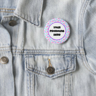 PRONOUNS Rainbow Sprinkles Androgyne Pride Flag 2 Inch Round Button