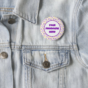 PRONOUNS Rainbow Sprinkles Intersex Pride Flag 2 Inch Round Button