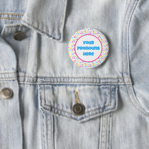 PRONOUNS Rainbow Sprinkles Pansexual Pride Flag 2 Inch Round Button