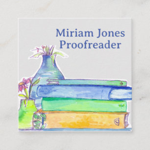 Proofreader Copyeditor Writer Books Reading Square Business Card