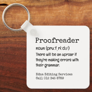 PROOFREADER Fun There They're Their Grammar Gift Keychain