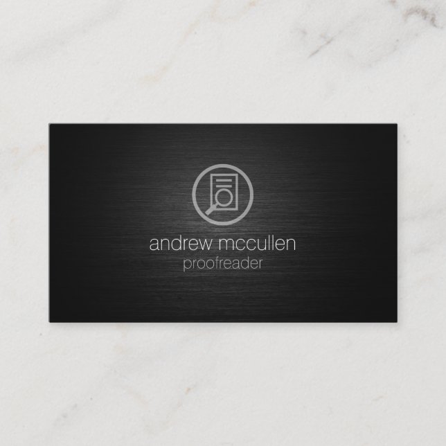 Proofreader Publishing Document Glass Icon  Business Card (Front)