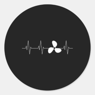 Propeller Boat Propeller Heartbeat Classic Round Sticker