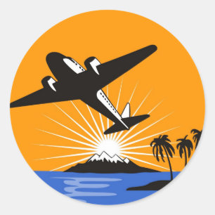 propeller plane airplane aircraft flying flight classic round sticker