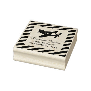 Propeller Plane with Stripes   Birthday Rubber Stamp