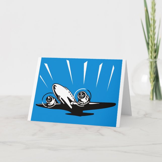propellor plane airplane aircraft flying flight card (Front)
