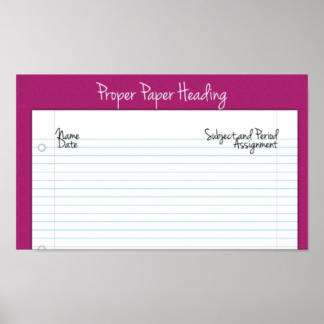 Proper Paper Heading Poster for Middle/High School (Front)