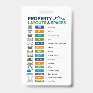 Property Abbreviations Sheet, Real Estat student Badge