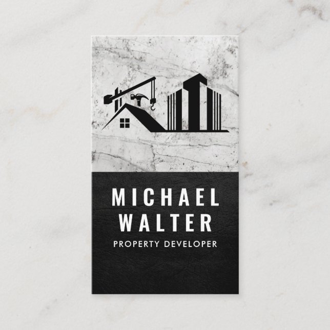 Property Developer Logo | Marble | Leather Business Card (Front)