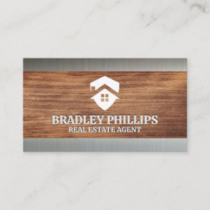 Property Logo   Wood Grain   Metal Business Card