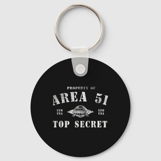 Property Of Area 51 Top Secret Ufo Alien  Keychain (Front)