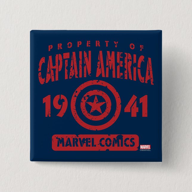Property Of Captain America 2 Inch Square Button (Front)