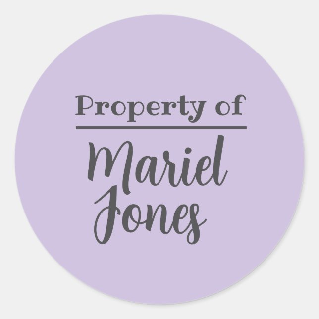 Property of Custom Name Label Stickers  (Front)