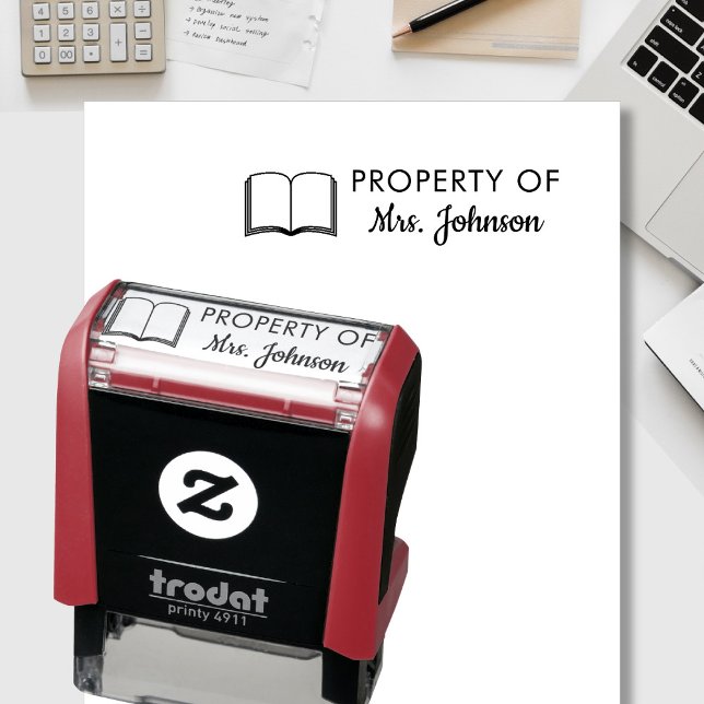 Property Of Custom Teacher Name Book Classroom Self-inking Stamp (Creator Uploaded)