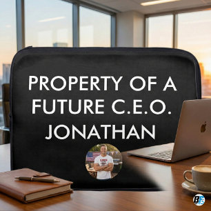 Property of Future CEO Custom Name Minimalist Blac Laptop Sleeve
